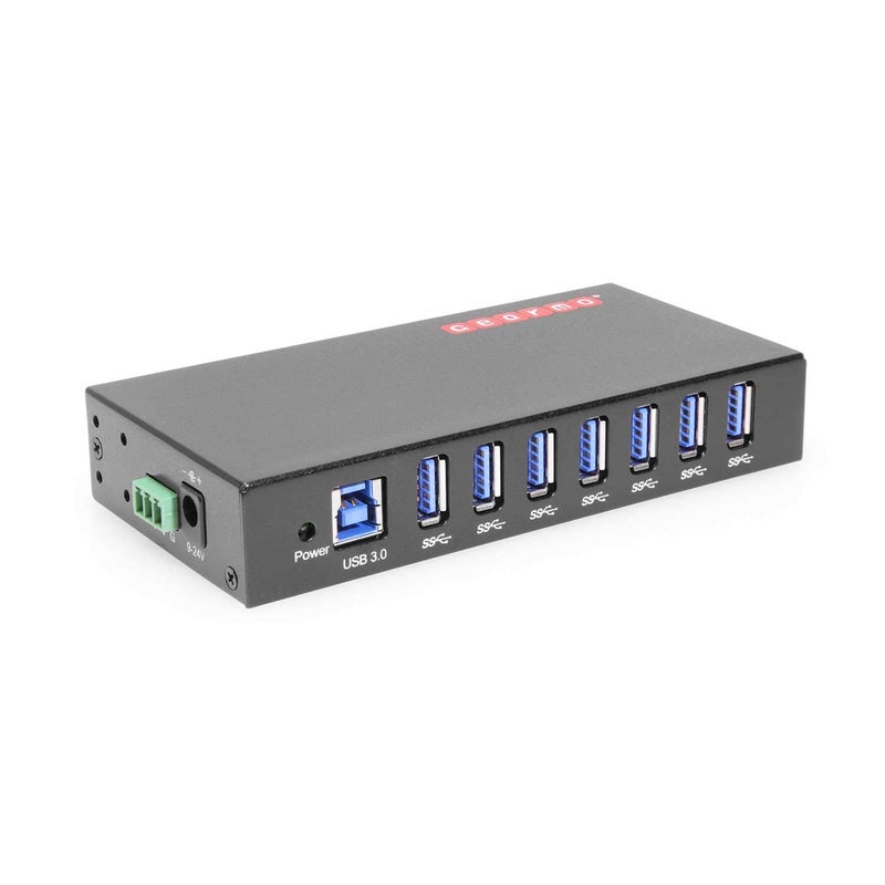 Gearmo 7 Port USB 3.0 Hub w/Surge Protection, Rugged Metal Enclosure Ready to Mount on DIN Rail or Wall, Compatible with Windows 7/8/10/11, MacOS & Linux - Image 1